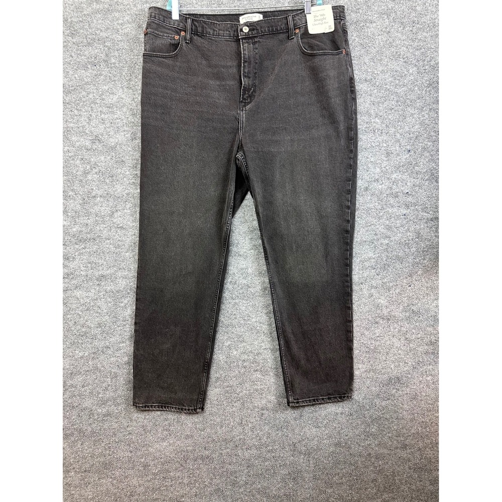 Abercrombie & Fitch The 90s Straight Ultra‎ High Rise Black Wash Jeans 35 20R